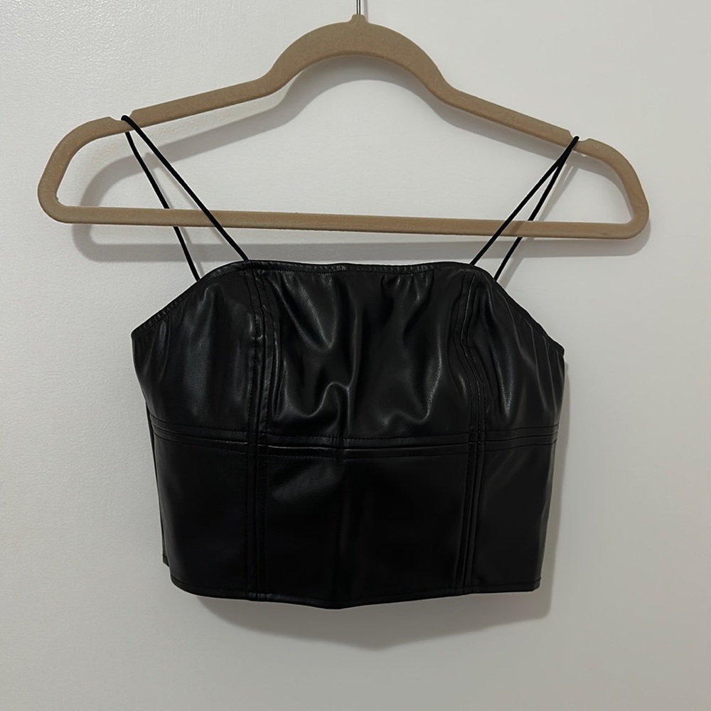 Leather bustier crop top